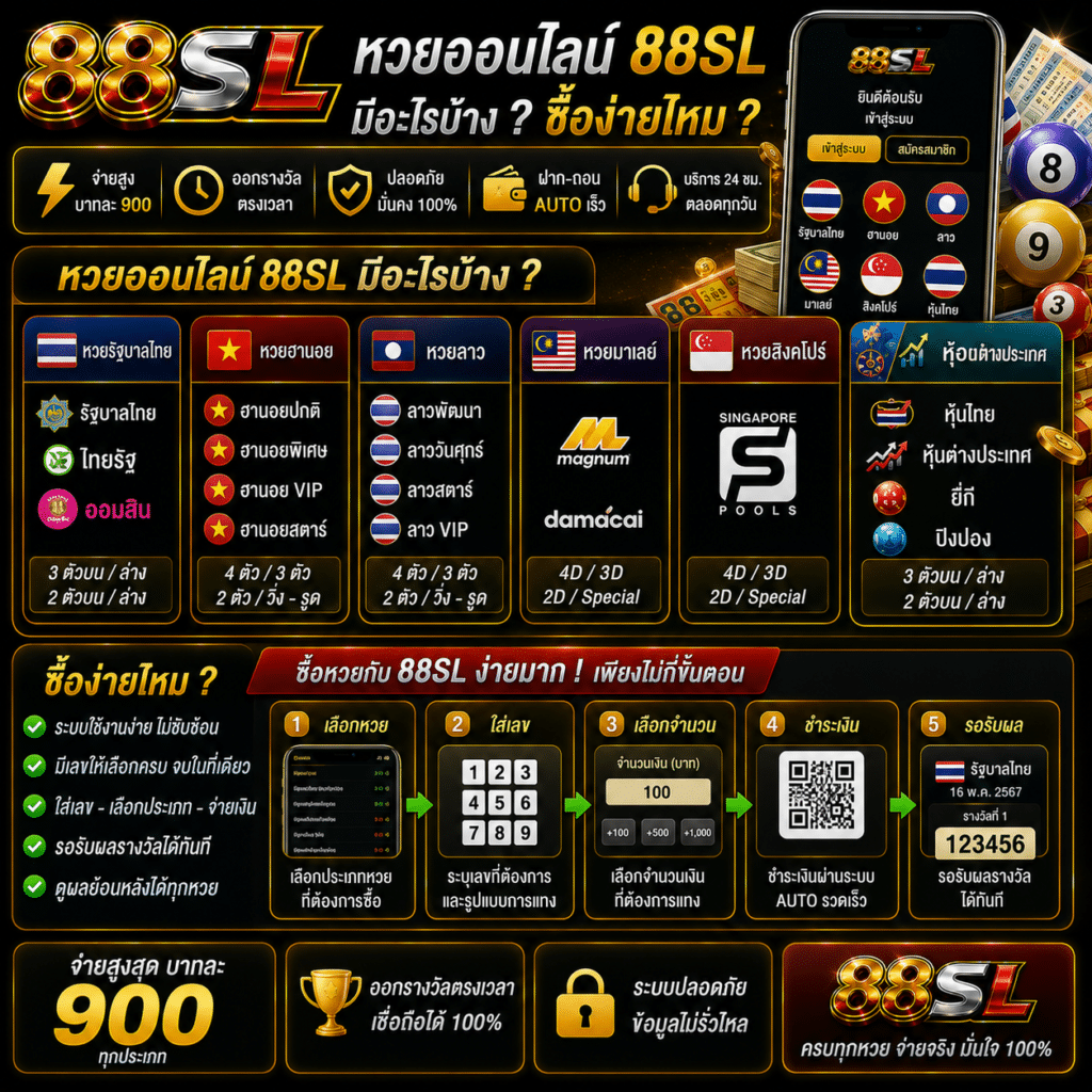 หวยออนไลน์ 88SL มีอะไรบ้าง? ซื้อง่ายไหม