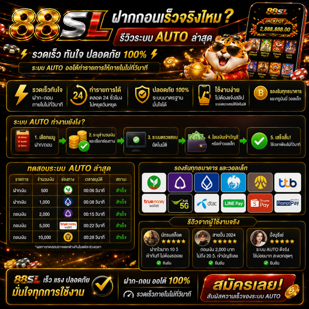 88SL ฝากถอนเร็วจริงไหม? รีวิวระบบ Auto